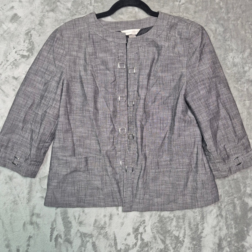 Christopher & Banks Gray Textured Hook & Eye Blazer Jacket Size L